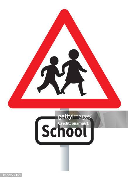 ilustrações, clipart, desenhos animados e ícones de placa de trânsito - placa de travessia de crianças