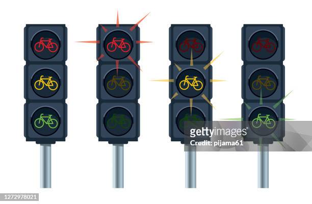 自転車用の信号機 - 手旗点のイラスト素材／クリップアート素材／マンガ素材／アイコン素材