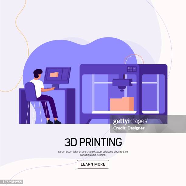 3d printing technology concept vector illustration for website banner, advertisement and marketing material, online advertising, business presentation etc. - plastics processing stock illustrations