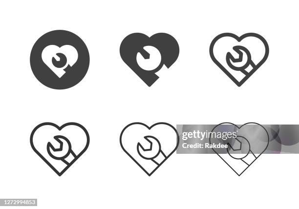 fix heart icons - multi series - open end spanner stock illustrations