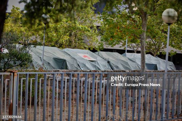 Area of the field hospital installed in the car park of the Hospital Central de la Defensa Gómez Ulla, on September 17, 2020 in Madrid, Spain. The...