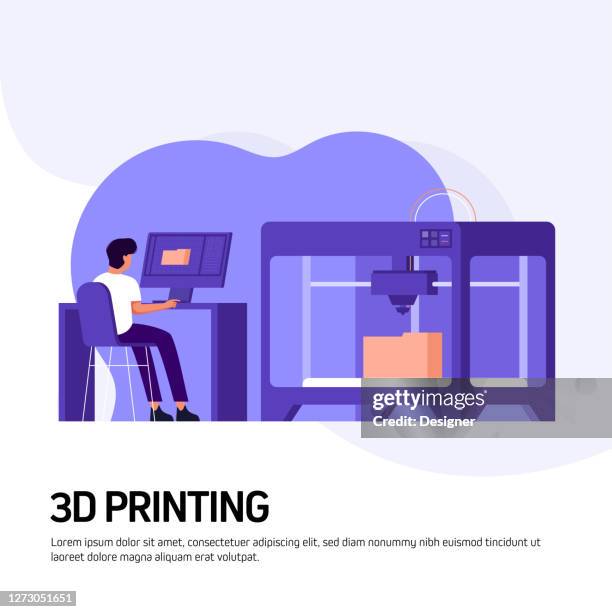 illustrazioni stock, clip art, cartoni animati e icone di tendenza di 3d printing technology concept vector illustration per banner del sito web, materiale pubblicitario e di marketing, pubblicità online, presentazione aziendale ecc. - stampante 3d