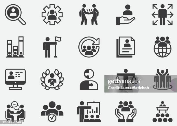 stockillustraties, clipart, cartoons en iconen met human resources, hr management, people,employee, recruiting and hiring, pixel perfect icons - personeelsbeleid