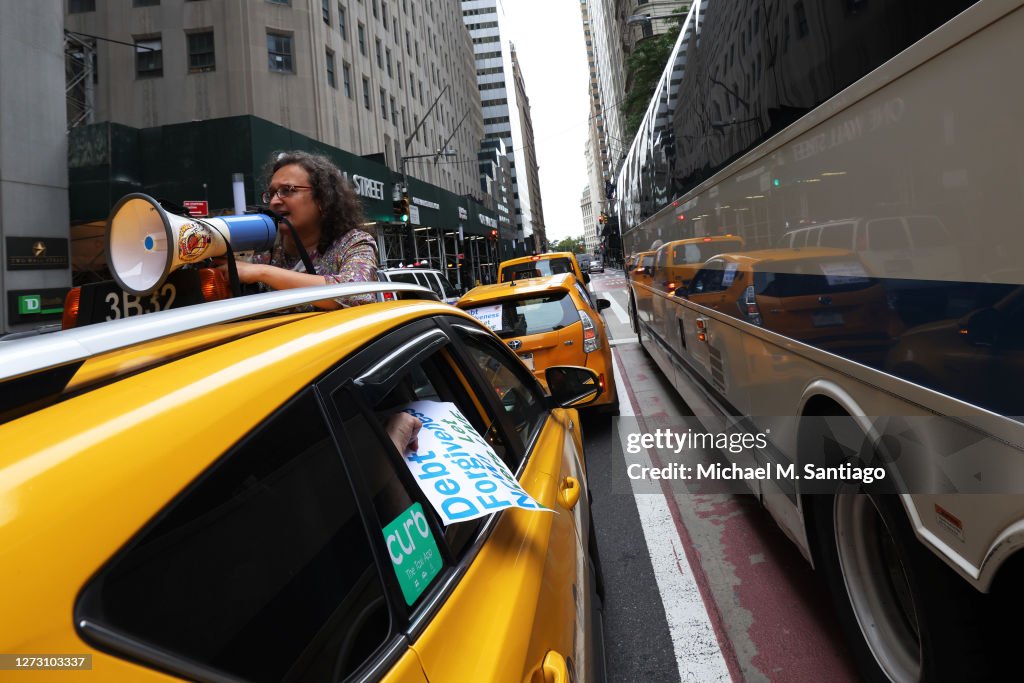 Yellow Taxi Owner-Drivers Hold Caravan Rally Calling For Debt Forgiveness For Drivers