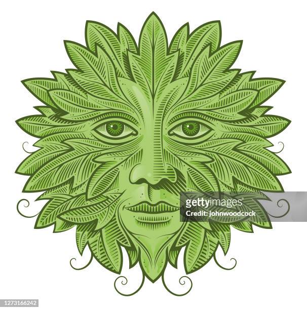 green man illustration - paganism stock illustrations