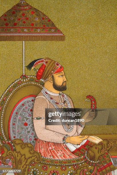 indian man of the court of the mughal emperor - fine art painting stock illustrations