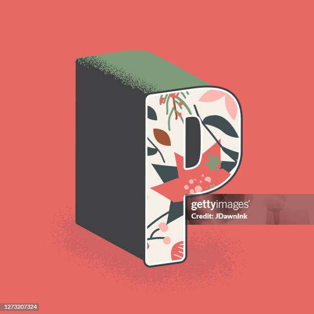 christmas decorative letter p design - letter p stock illustrations