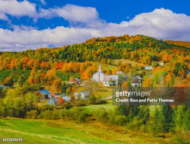 new england country village with autumn color at east topsham vermont - green mountain range stock pictures, royalty-free photos & images