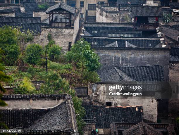 high angle view of hongjiang ancient city - hunan bildbanksfoton och bilder