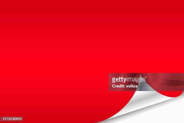 realistic christmas red color sheet of paper with curled corner - bent stock illustrations