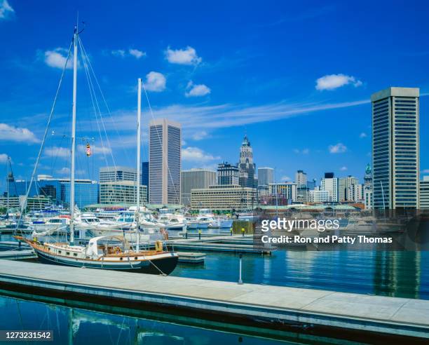 cityscape with skyscrapers of baltimore skyline maryland - baltimore maryland stock pictures, royalty-free photos & images