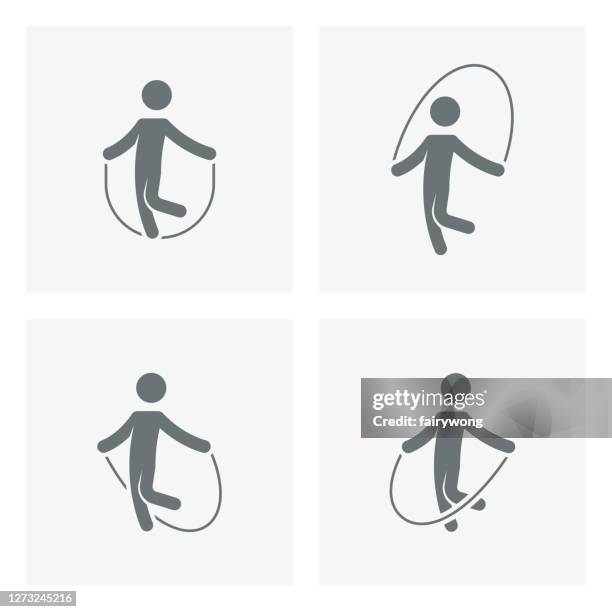 jump rope icons - jumpsuit stock illustrations