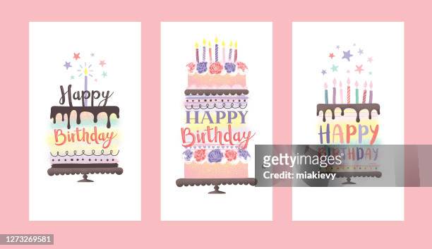 birthday cakes - candle stock illustrations