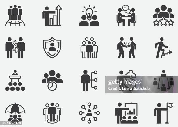 stockillustraties, clipart, cartoons en iconen met business management, meeting line icon set.meeting room, team, teamwork, presentatie, idee, brainstorm, business people.people, teamwork, presentatie, leiderschap, groei, manager, pixel perfect icons - klant