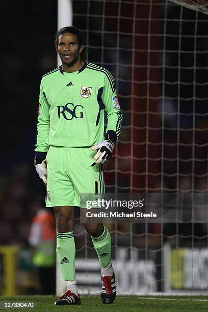 David James of Bristol City during the npower Championship match between Bristol City and Reading at Ashton Gate on September 27, 2011 in Bristol,...