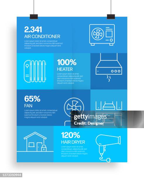 home appliances related process infographic template. process timeline chart. workflow layout with linear icons - big screen presentation stock illustrations