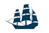 Sailing ship silhouette. Vector EPS10 illustration.