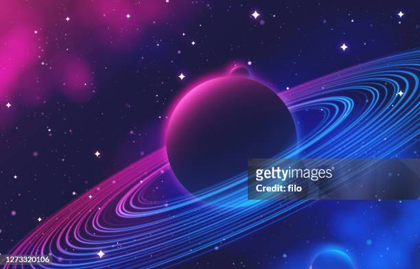 illustrazioni stock, clip art, cartoni animati e icone di tendenza di deep space planetary rings abstract background - spazio cosmico