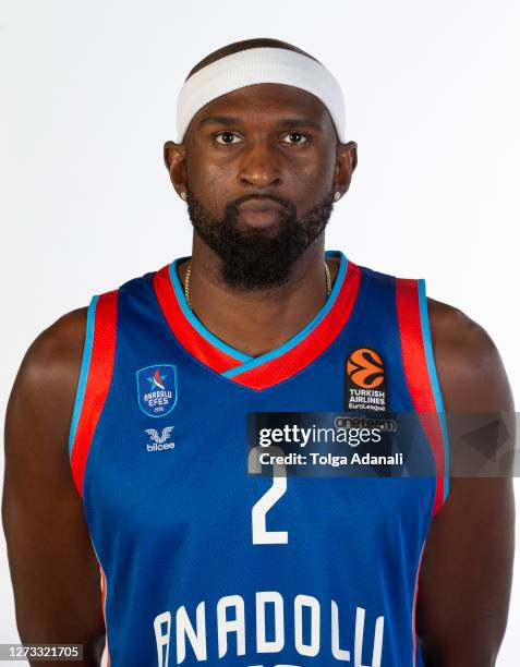 Chris Singleton, #2 poses during the 2020/2021 Turkish Airlines EuroLeague Media Day of Anadolu Efes Istanbul at Sinan Erdem Dome on September 16,...