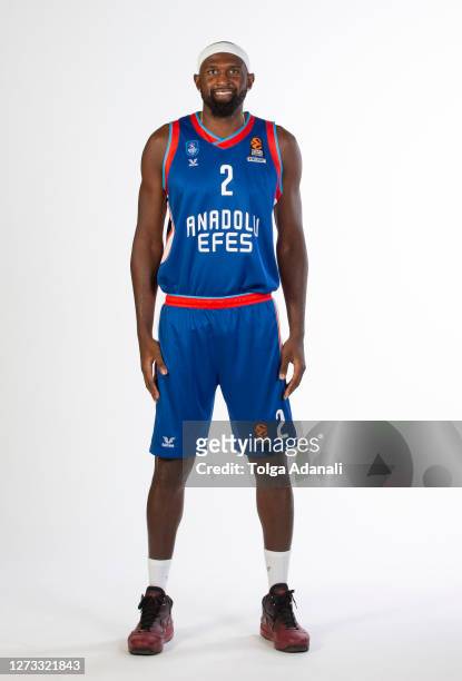 Chris Singleton, #2 poses during the 2020/2021 Turkish Airlines EuroLeague Media Day of Anadolu Efes Istanbul at Sinan Erdem Dome on September 16,...