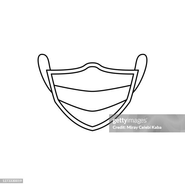 medical mask line icon - scrubbing up stock illustrations