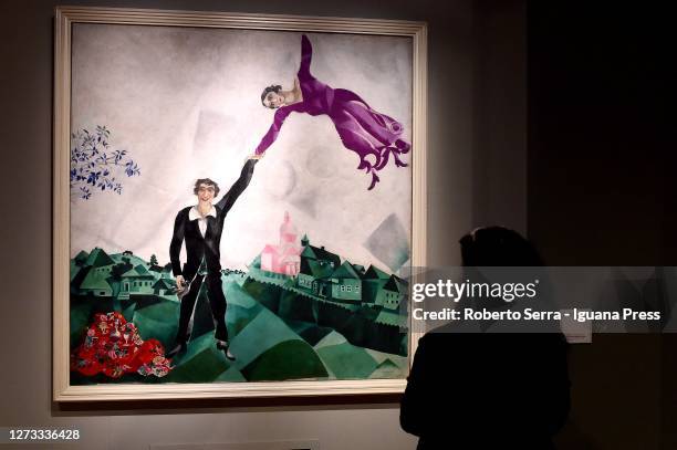 The "Promenade" masterpiece of the french-russian artist Marc Chagall "Anche La Mia Russia Mi Amerà "Even My Russia Will love Me" exhibition preview...