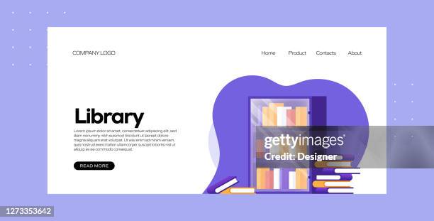 library, school related vector illustration for landing page template, website banner, advertisement and marketing material, online advertising, business presentation etc. - science technology engineering art math stock illustrations