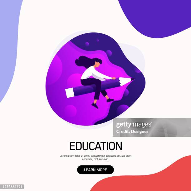 education and school concept vector illustration for landing page template, website banner, advertisement and marketing material, online advertising, business presentation etc. - science technology engineering art math stock illustrations