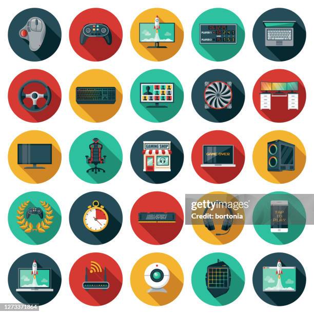 gaming and e-sports shop icon set - gambling icons stock illustrations