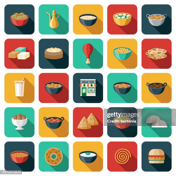 indian restaurant icon set - indian food stock illustrations