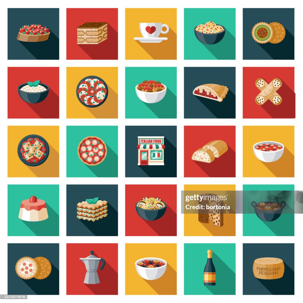 Conjunto de iconos de restaurantes italianos