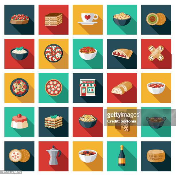 italian restaurant icon set - bread stock illustrations