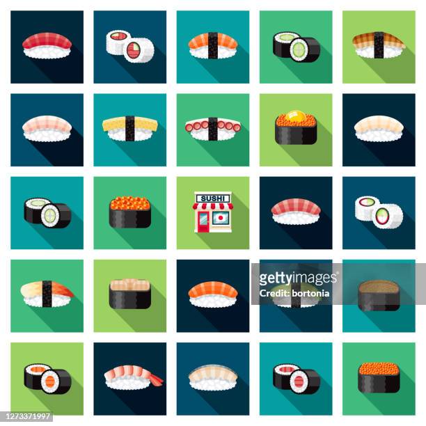 寿司レストラン アイコンセット - 生点のイラスト素材／クリップアート素材／マンガ素材／アイコン素材