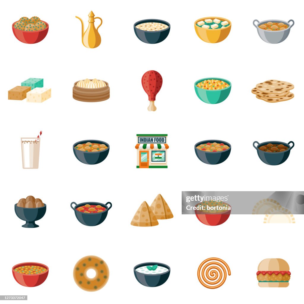 Indisk restaurang Ikonuppsättning