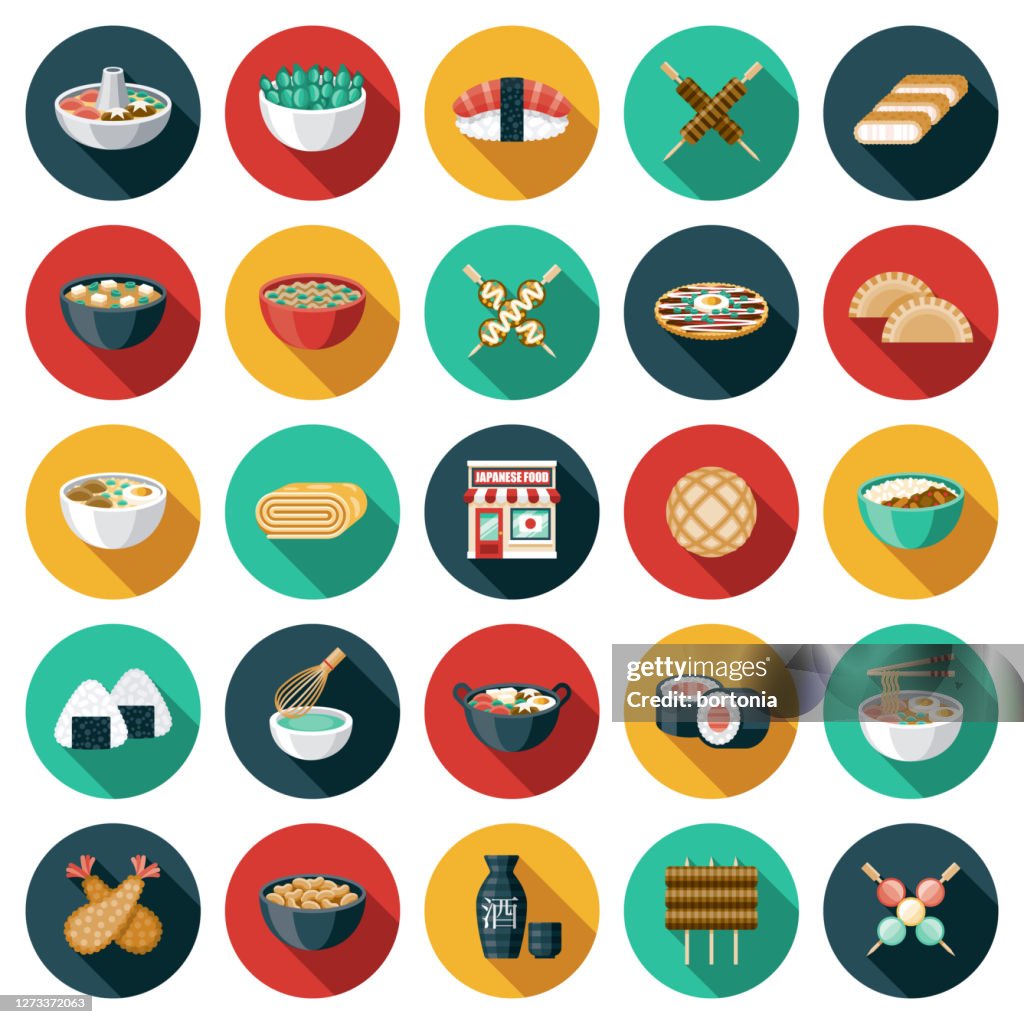Conjunto de iconos de restaurantes japoneses