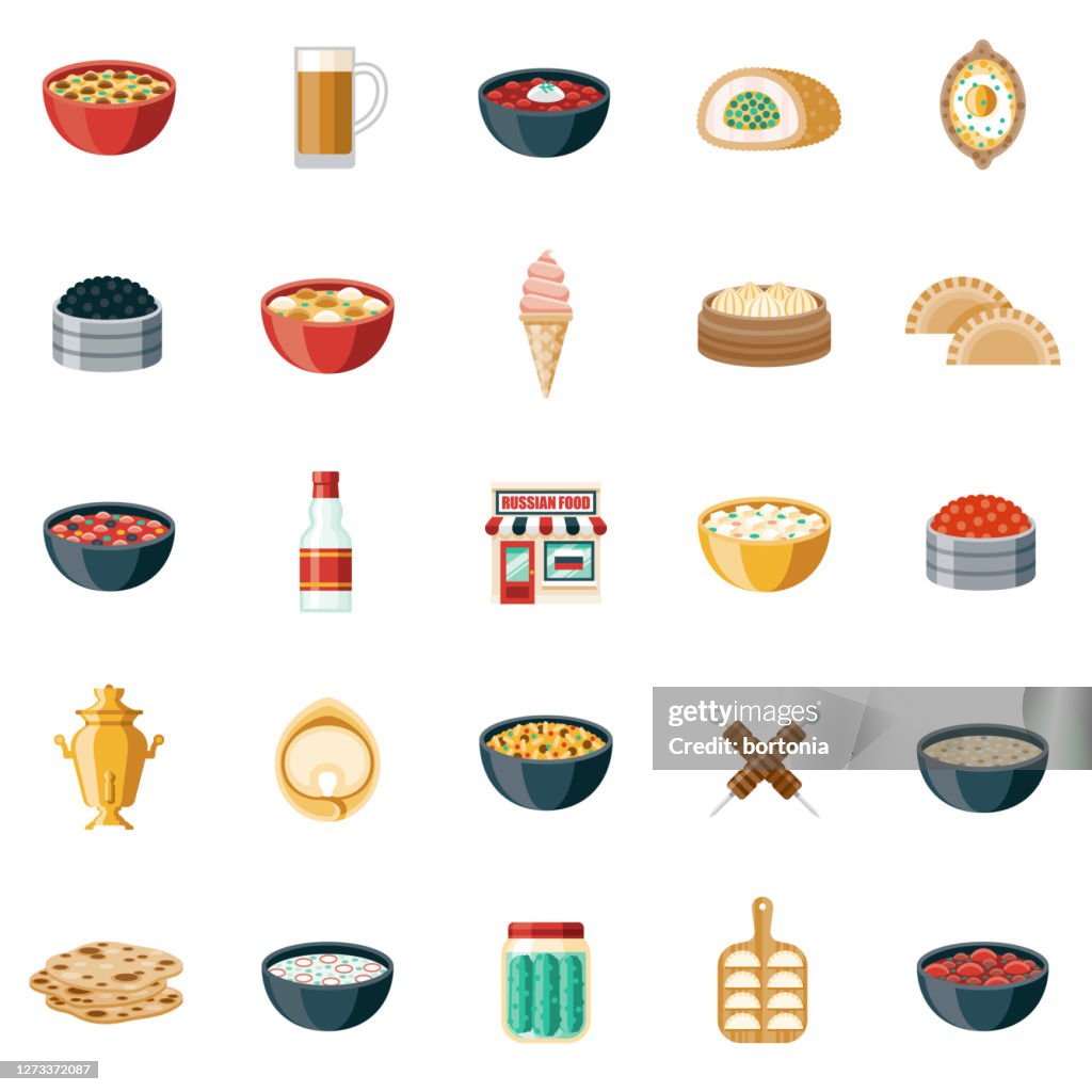 Russian Restaurant Icon Set