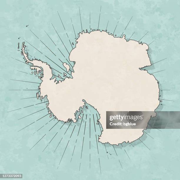 illustrazioni stock, clip art, cartoni animati e icone di tendenza di mappa antartica in stile vintage retrò - vecchia carta strutturata - antartide