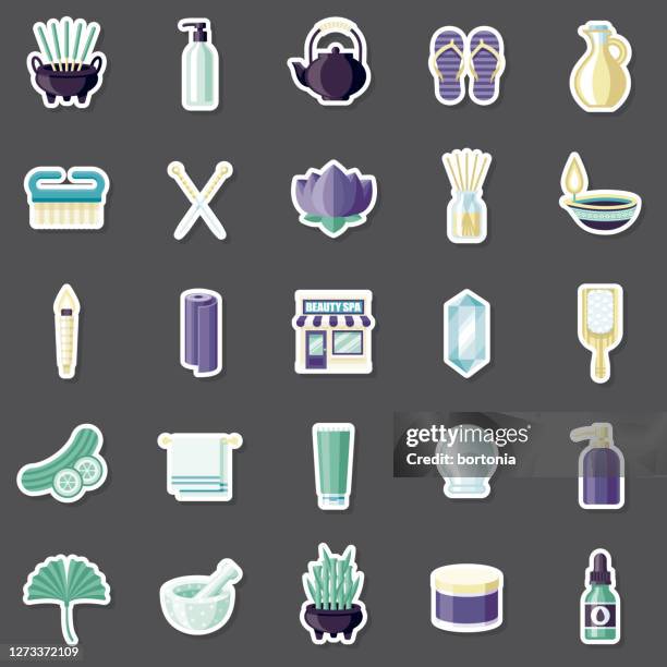 spa sticker set - salt mineral stock illustrations