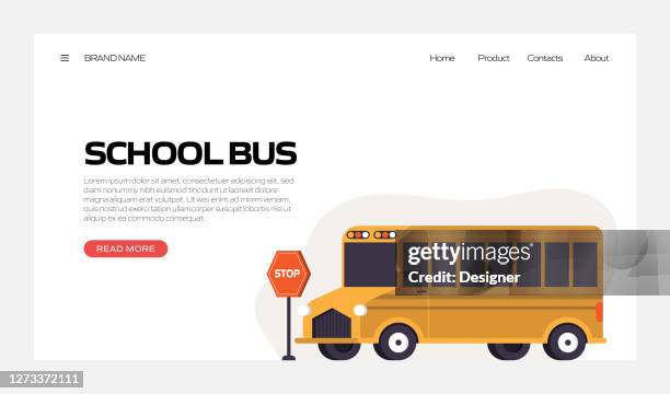 school bus vector illustration for landing page template, website banner, advertisement and marketing material, online advertising, business presentation etc. - science technology engineering art math stock illustrations