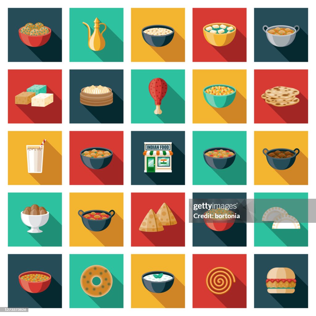 Indisk restaurang Ikonuppsättning