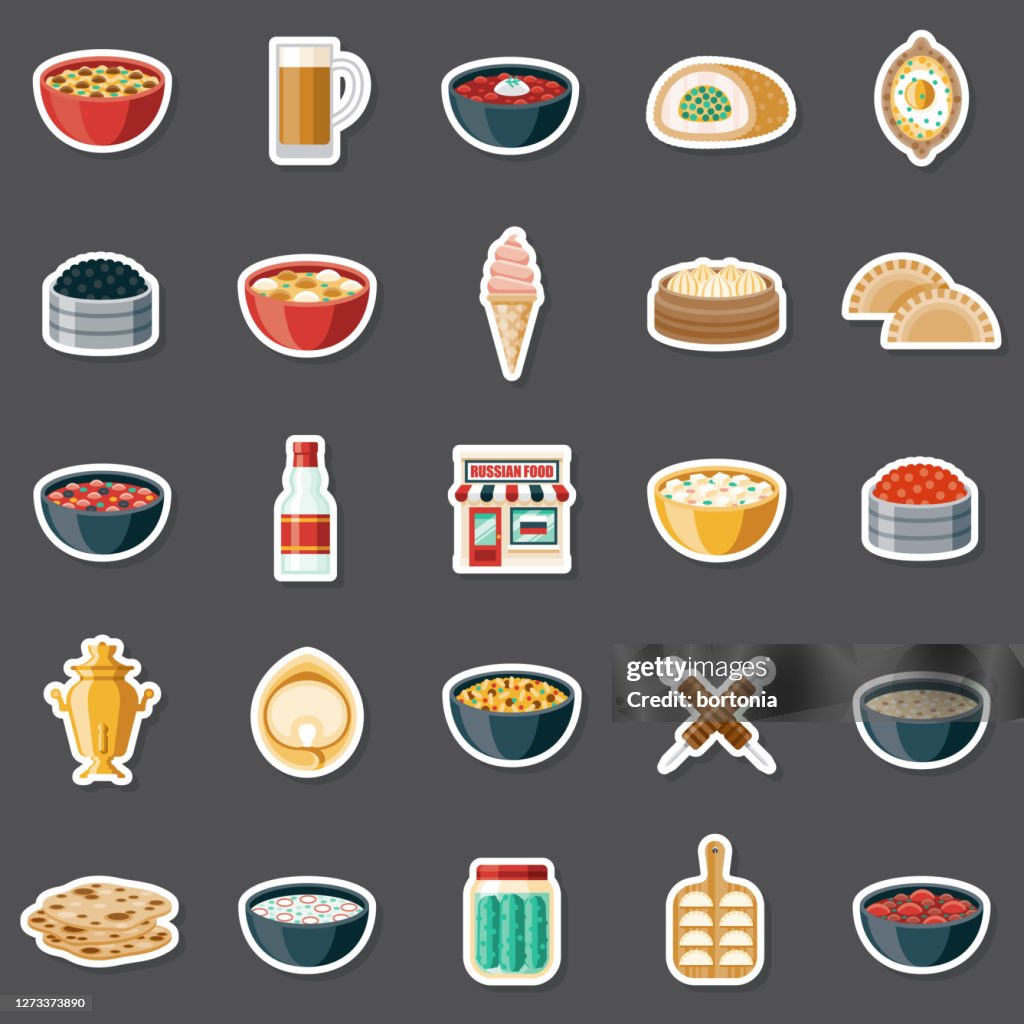 Russian Restaurant Sticker Set