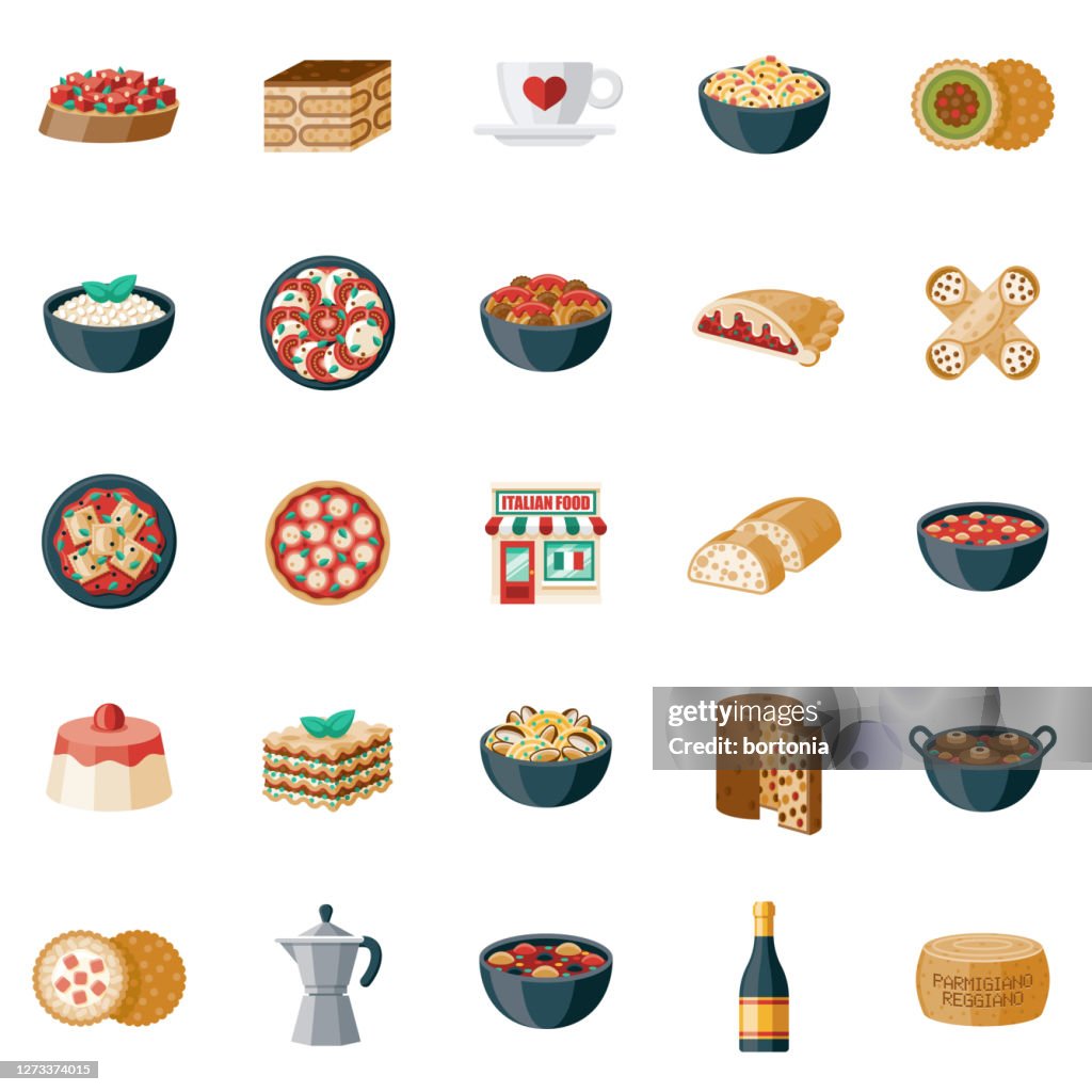 Italiensk restaurang Ikonuppsättning