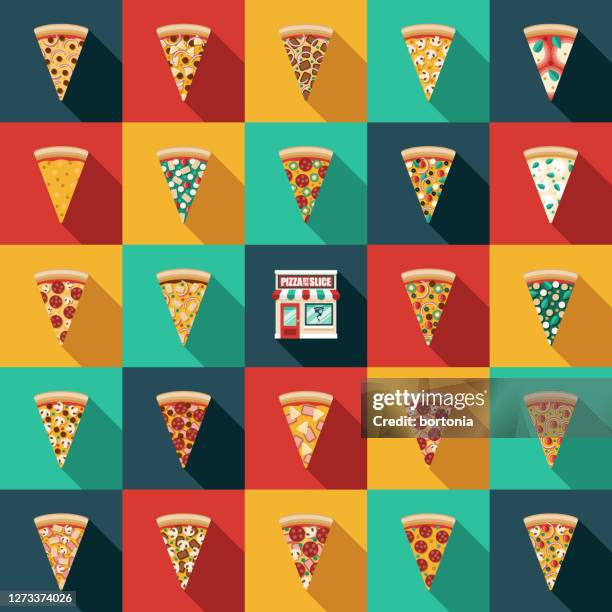 pizza by the slice icon set - feta cheese stock illustrations