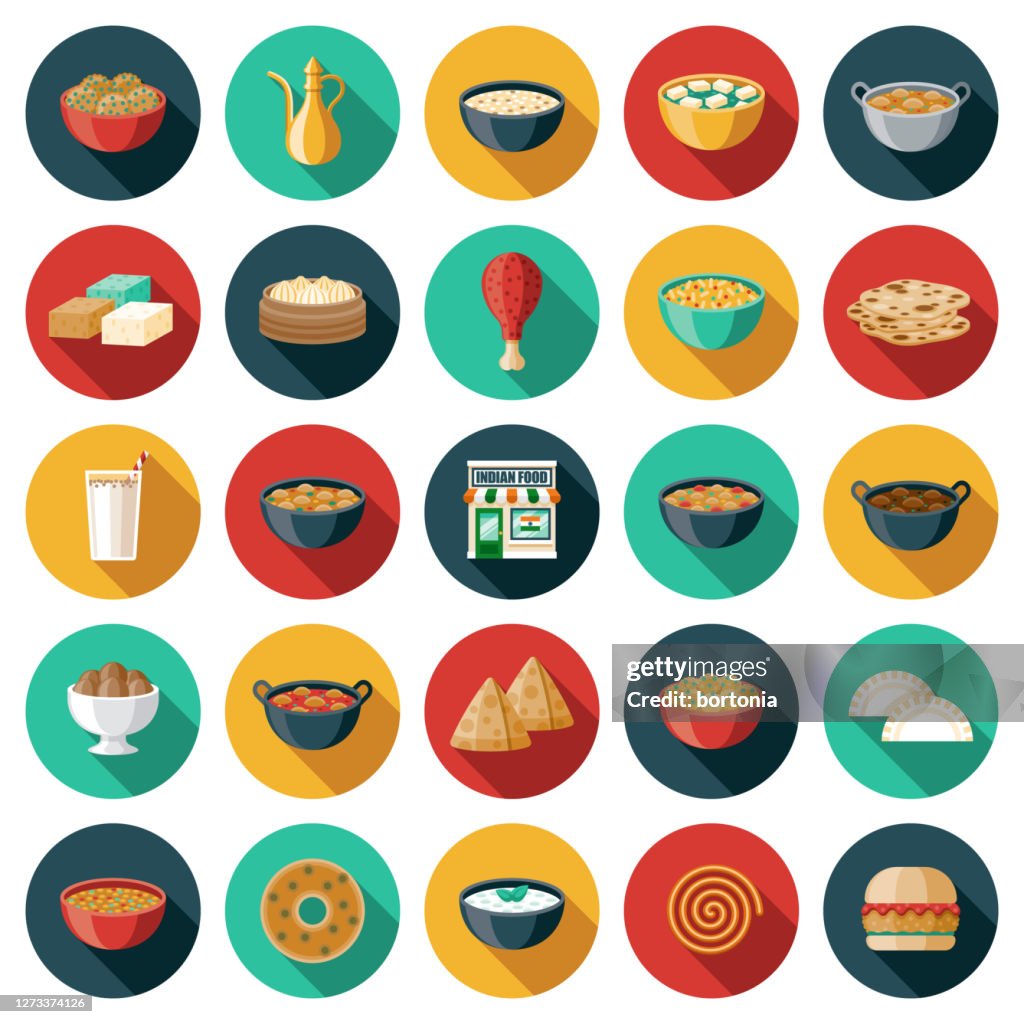 Indisk restaurang Ikonuppsättning