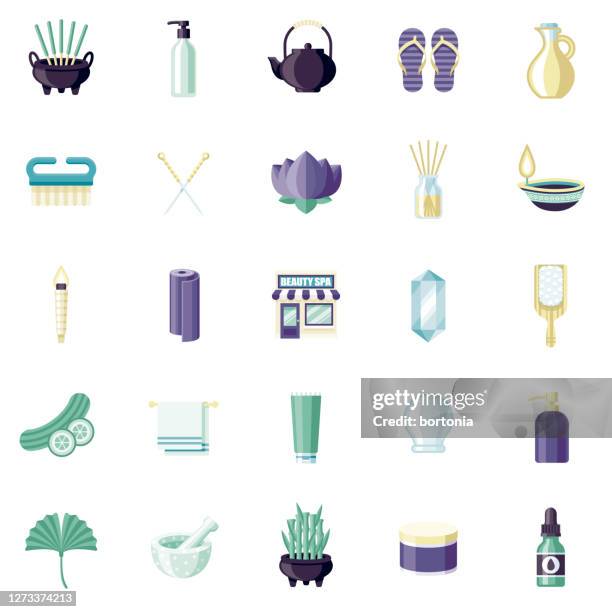 spa icon set - ginseng stock illustrations