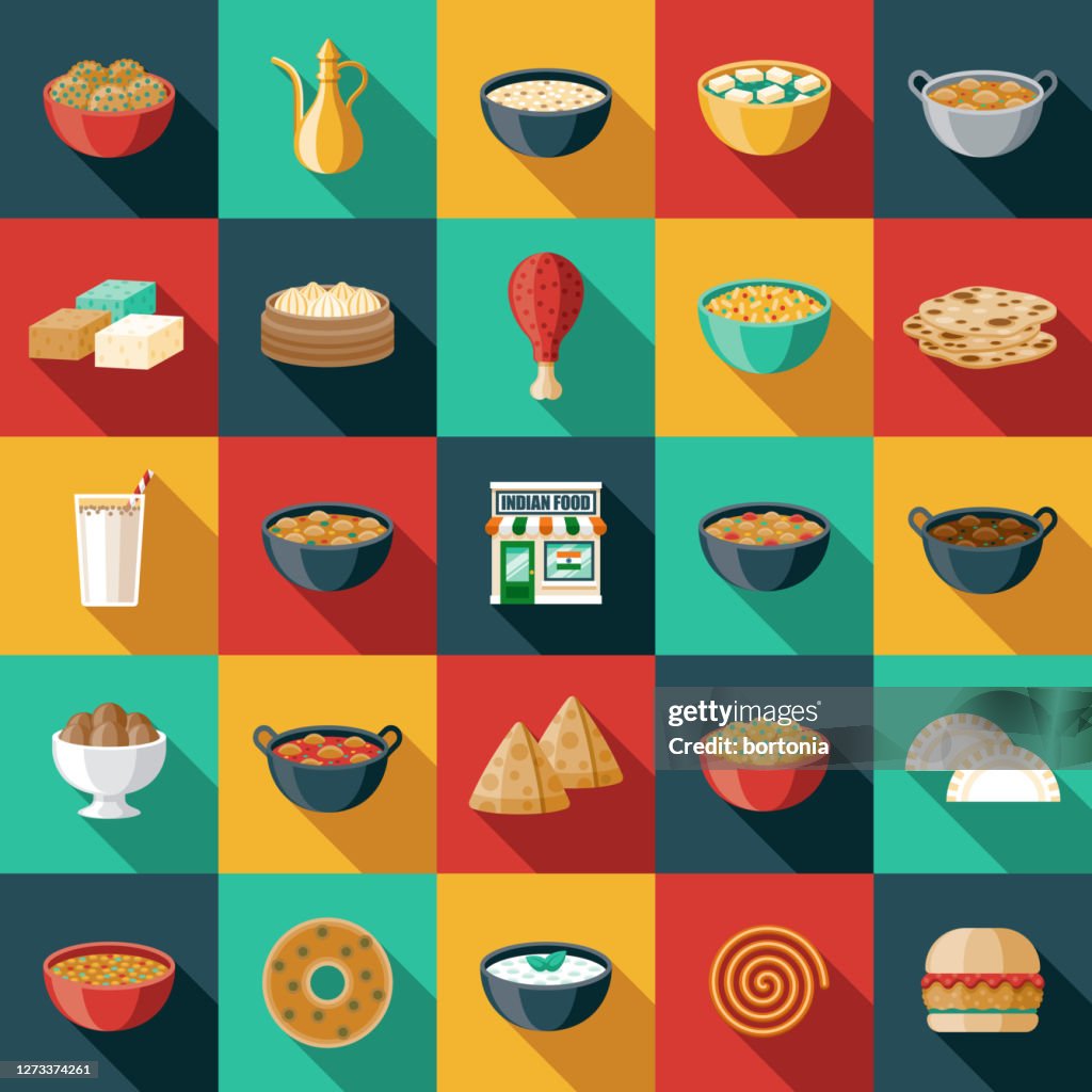 Indisk restaurang Ikonuppsättning