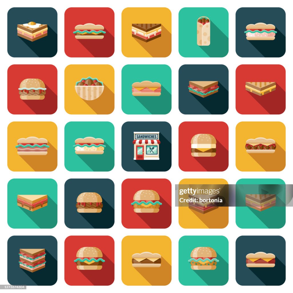 Conjunto de iconos de la tienda de sándwiches
