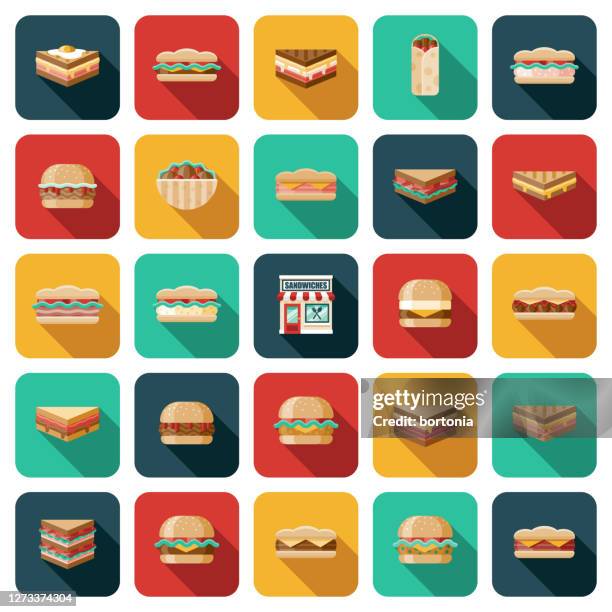 stockillustraties, clipart, cartoons en iconen met sandwich shop icon set - club sandwich