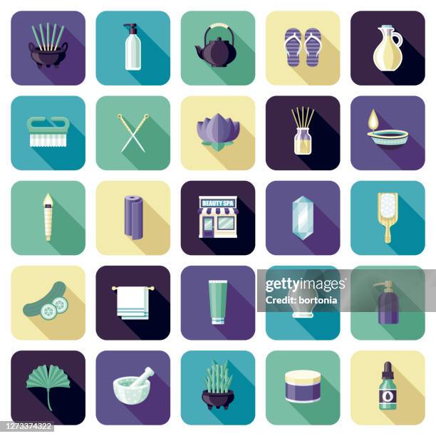 spa icon set - essential oil diffuser stock illustrations