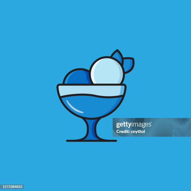 flat line design style ice cream icon, outline symbol vector illustration - vanilla pudding stock illustrations